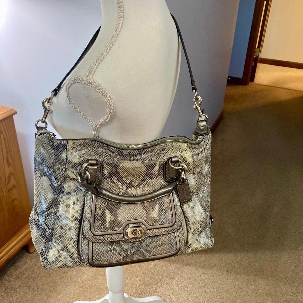 Coach Campbell Exotic Embossed Snakeskin Leather Large Satchel Shoulder F26041
